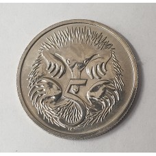 AUSTRALIA 1983 . FIVE 5 CENTS COIN . ECHIDNA